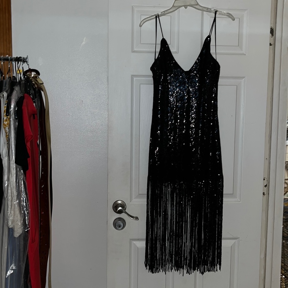 Flapper sequin dress. Great Halloween costume or just plan evening dress.